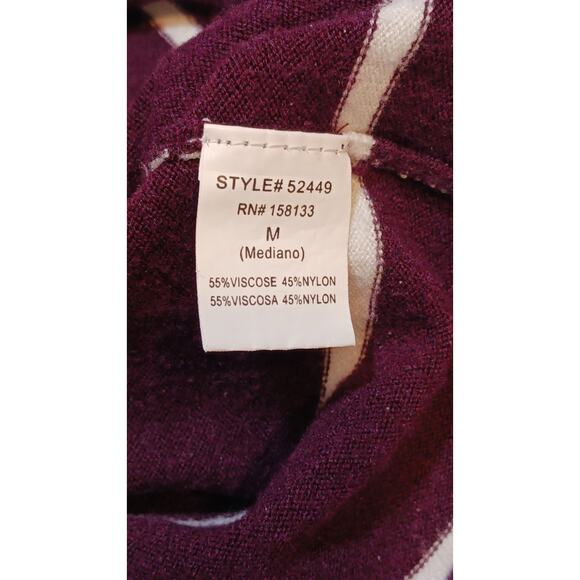 Staccato Women's Medium Lightweight Striped Sweater Maroon Soft - Picture 3 of 5